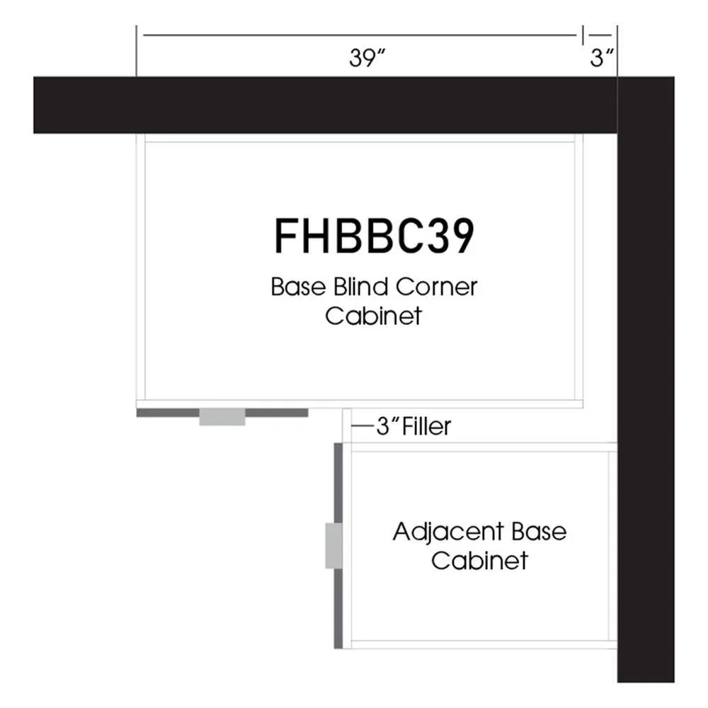 LIFEART CABINETRY Valencia Assembled 39 in. W x 24 in. D x 34.5 in. H Gloss Gray Plywood Assembled Blind Corner Base Kitchen Cabinet, photo 3 of 4
