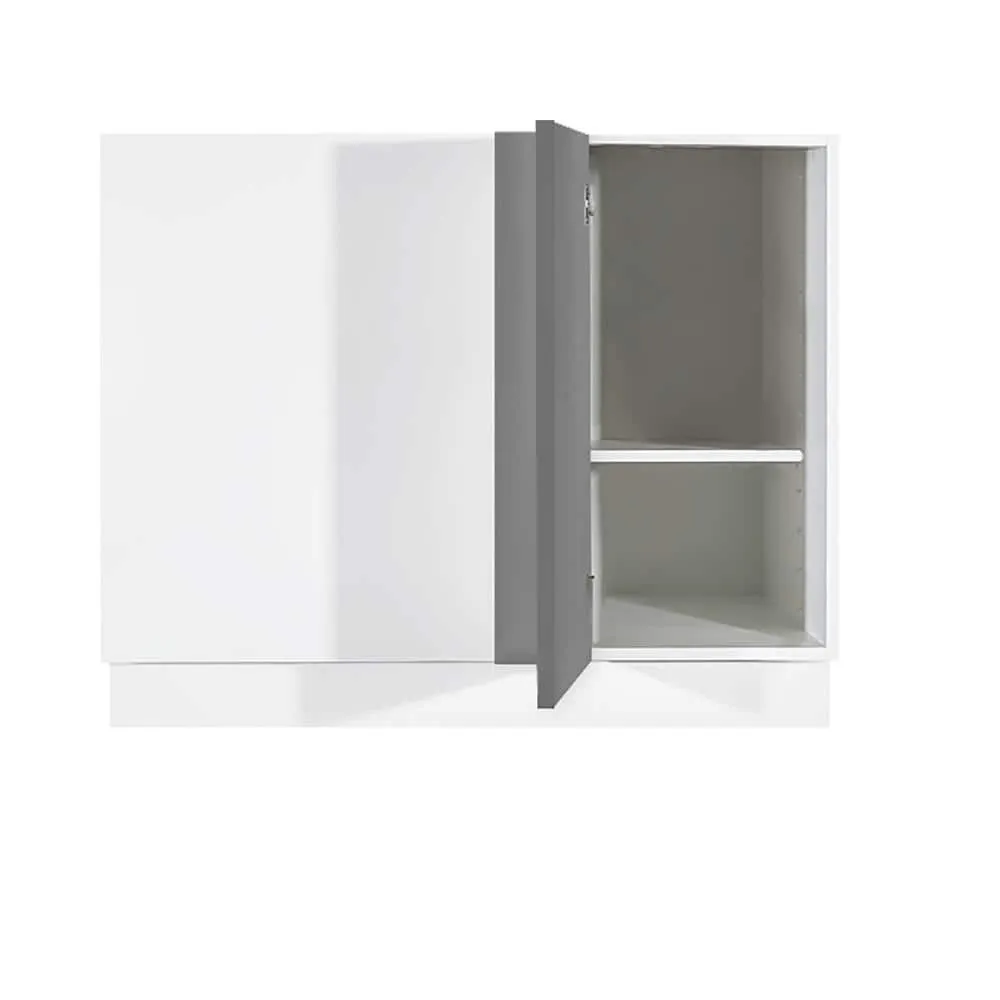 LIFEART CABINETRY Valencia Assembled 39 in. W x 24 in. D x 34.5 in. H Gloss Gray Plywood Assembled Blind Corner Base Kitchen Cabinet, photo 2 of 4