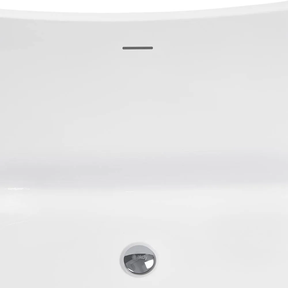 AKDY Freestanding 67 in. Fiberglass Double Slipper Flatbottom Modern Stand Alone Non-Whirlpool Bathtub in Matte Black, photo 6 of 7