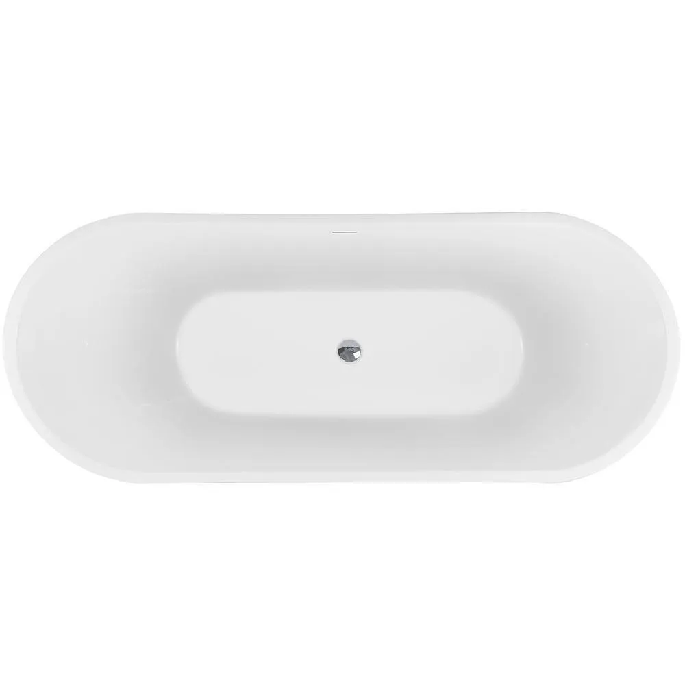 AKDY Freestanding 67 in. Fiberglass Double Slipper Flatbottom Modern Stand Alone Non-Whirlpool Bathtub in Matte Black, photo 5 of 7