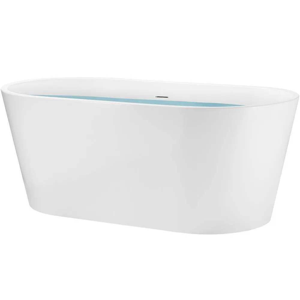 AKDY 54 in. Fiberglass Double Ended Flatbottom Non-Whirlpool Freestanding Bathtub in Glossy White, photo 3 of 8