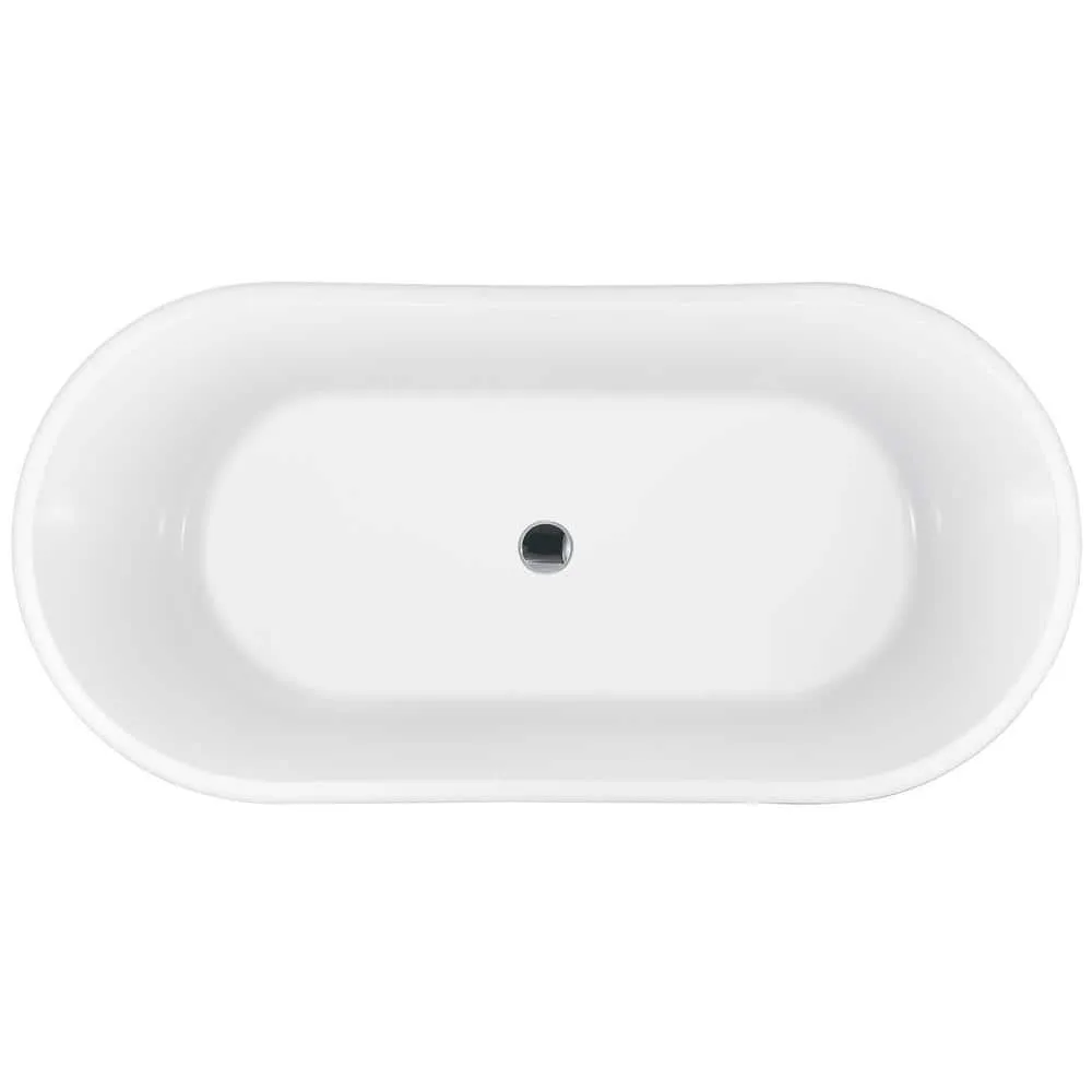 AKDY 54 in. Fiberglass Double Ended Flatbottom Non-Whirlpool Freestanding Bathtub in Glossy White, photo 5 of 8