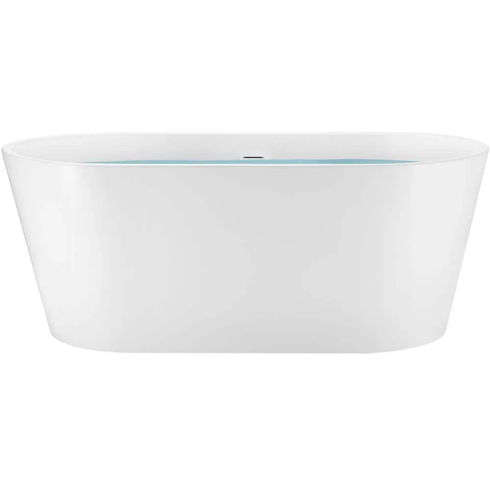 AKDY 54 in. Fiberglass Double Ended Flatbottom Non-Whirlpool Freestanding Bathtub in Glossy White, photo 2 of 8