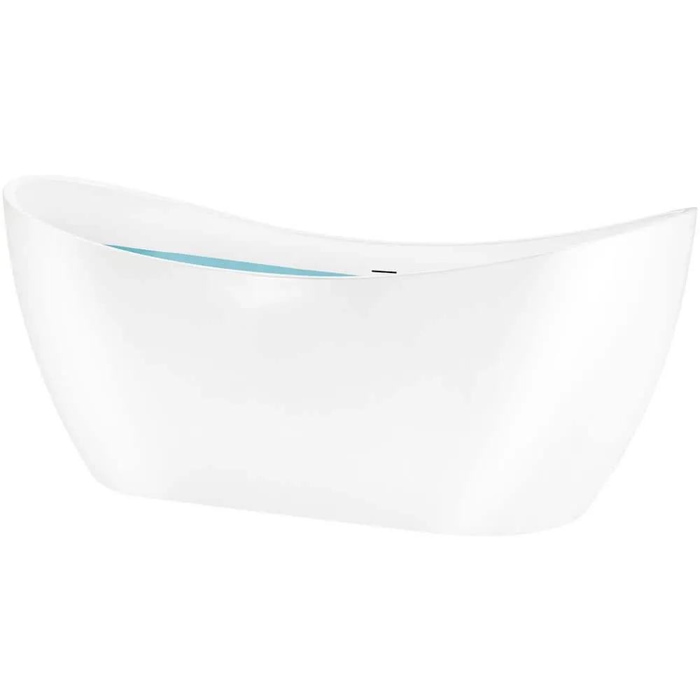 AKDY Freestanding 54 in. Fiberglass Double Slipper Flatbottom Modern Stand Alone Non-Whirlpool Bathtub in Matte Black, photo 2 of 6