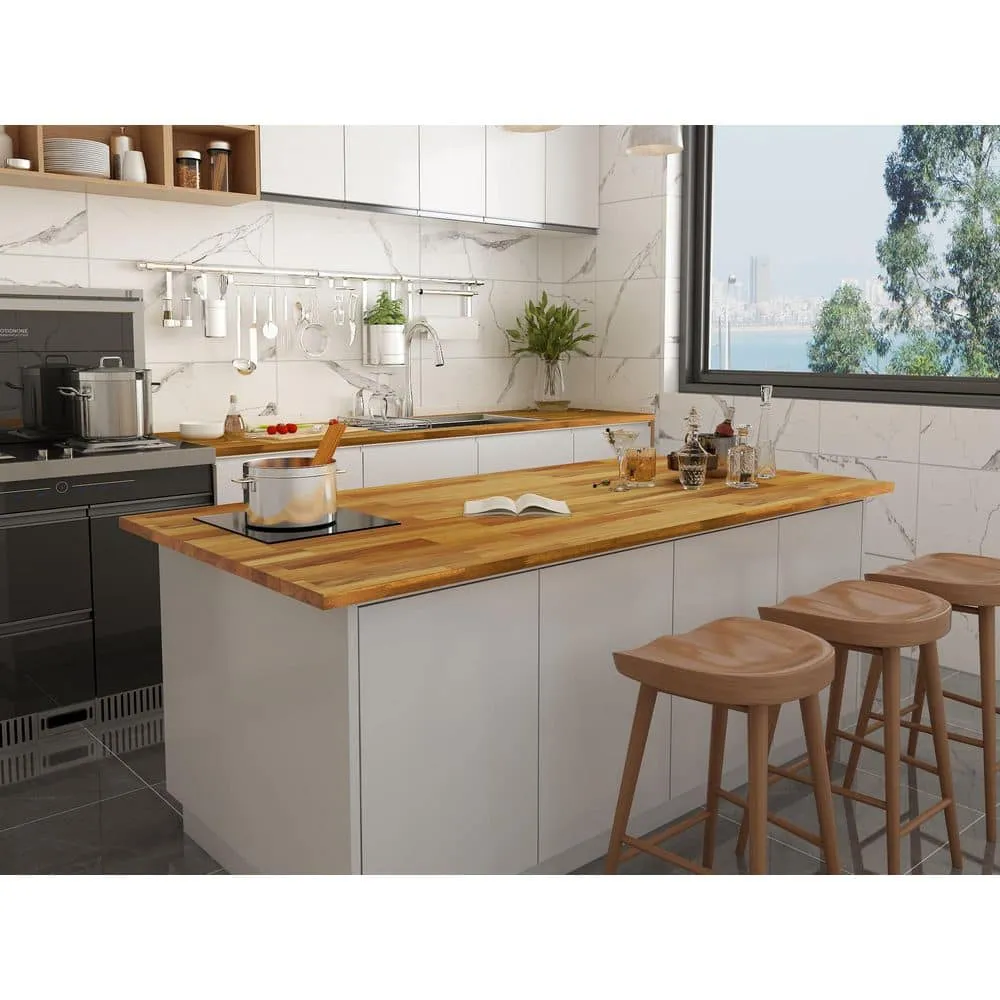Interbuild 8 ft. L x 25.5 in. D, Acacia Butcher Block Standard Countertop in Golden Teak with Square Edge, photo 5 of 8