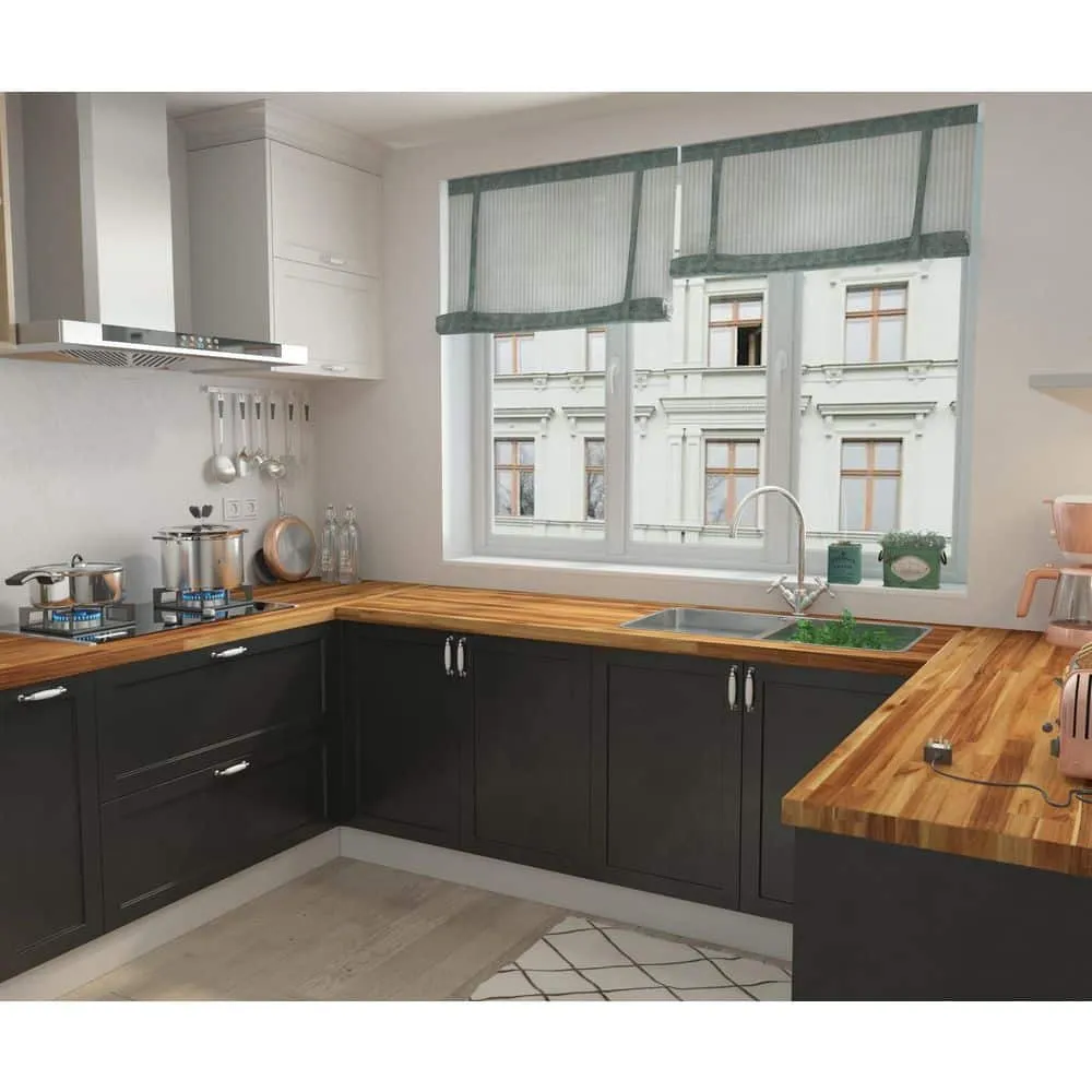 Interbuild 8 ft. L x 25.5 in. D, Acacia Butcher Block Standard Countertop in Golden Teak with Square Edge, photo 4 of 8
