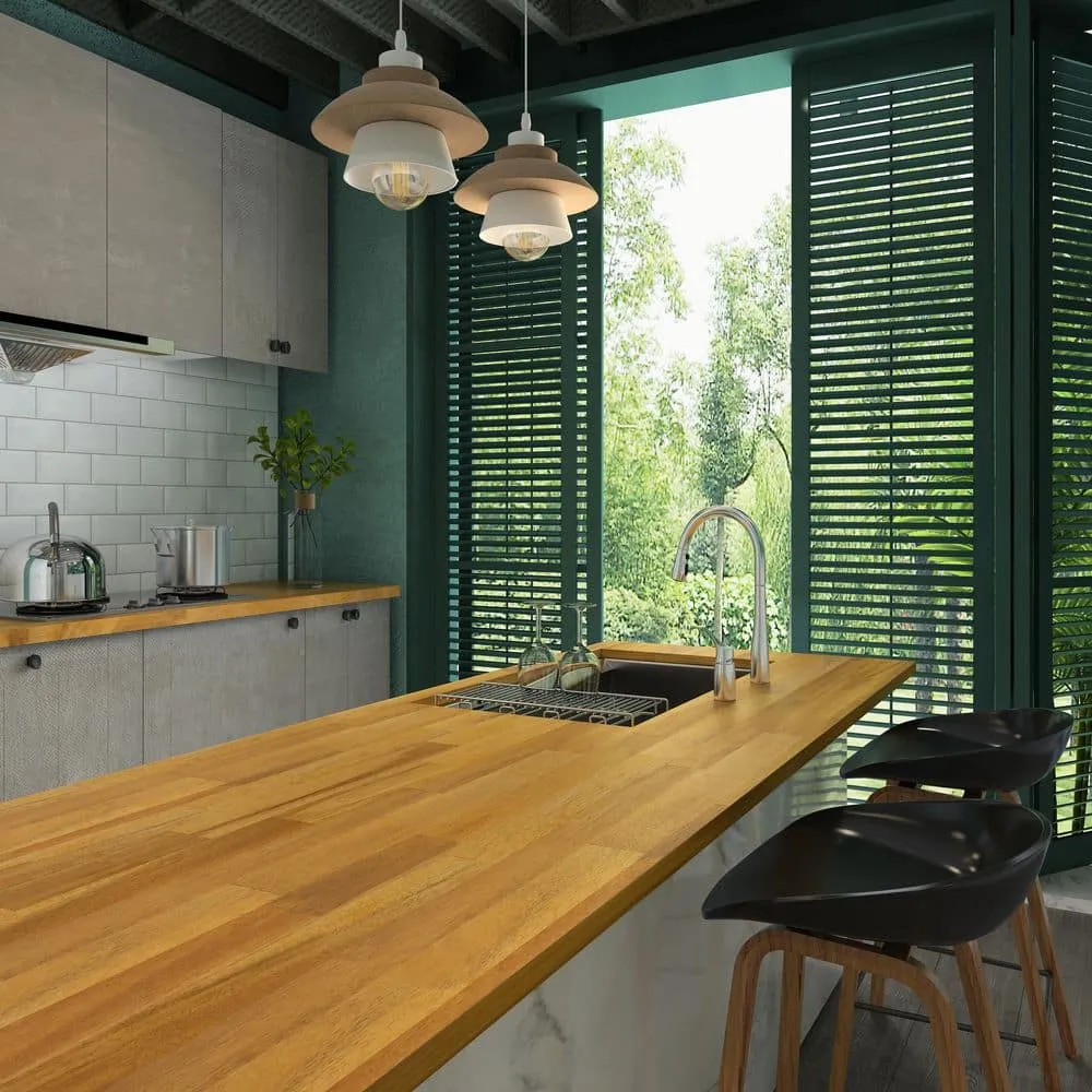 Interbuild 8 ft. L x 25.5 in. D, Acacia Butcher Block Standard Countertop in Golden Teak with Square Edge, photo 8 of 8