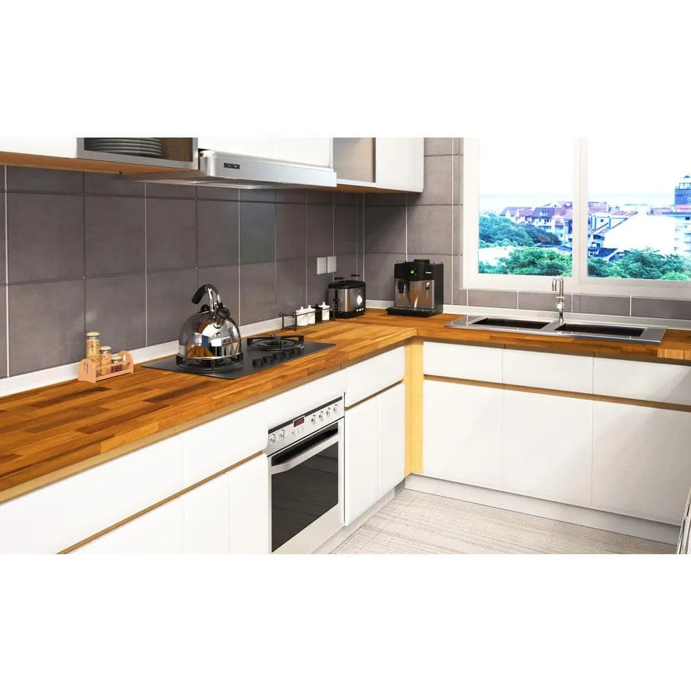 Interbuild 6 ft. L x 25 in. D, Acacia Butcher Block Standard Countertop in Golden Teak with Square Edge, photo 2 of 4
