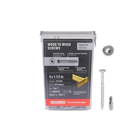#8 x 1-1/2" Stainless Steel Deck Screws
