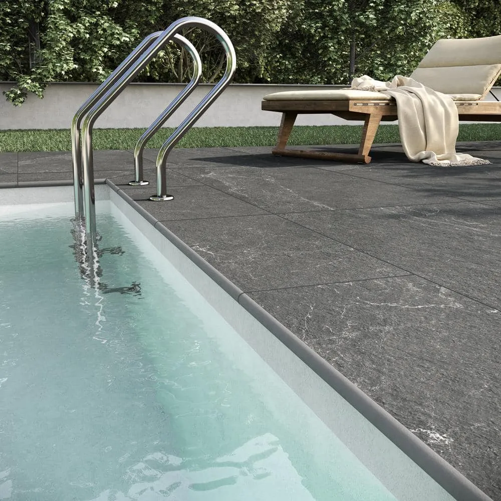 Ivy Hill Tile LithoTech 11.81 in. x 23.62 in. x 0.78 in. Graphite Gray Matte Porcelain Floor Pool Coping Tile (1.93 sq. ft./Each), photo 4 of 4