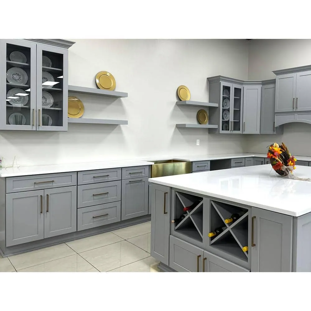 Bremen Cabinetry Bremen 42 in. W x 24 in. D x 34.5 in. H Gray Plywood Assembled Blind Corner Base Kitchen Cabinet with Soft Close, photo 5 of 5