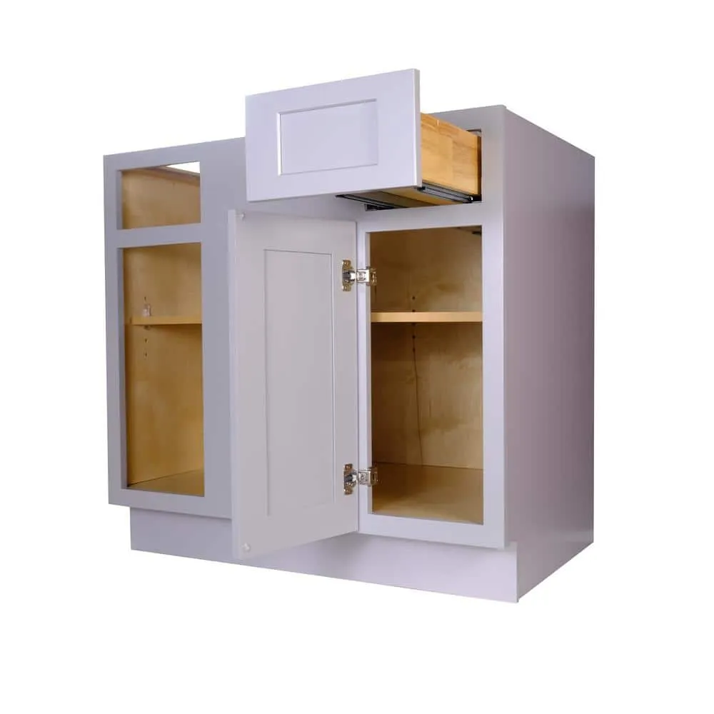 Bremen Cabinetry Bremen 42 in. W x 24 in. D x 34.5 in. H Gray Plywood Assembled Blind Corner Base Kitchen Cabinet with Soft Close, photo 3 of 5
