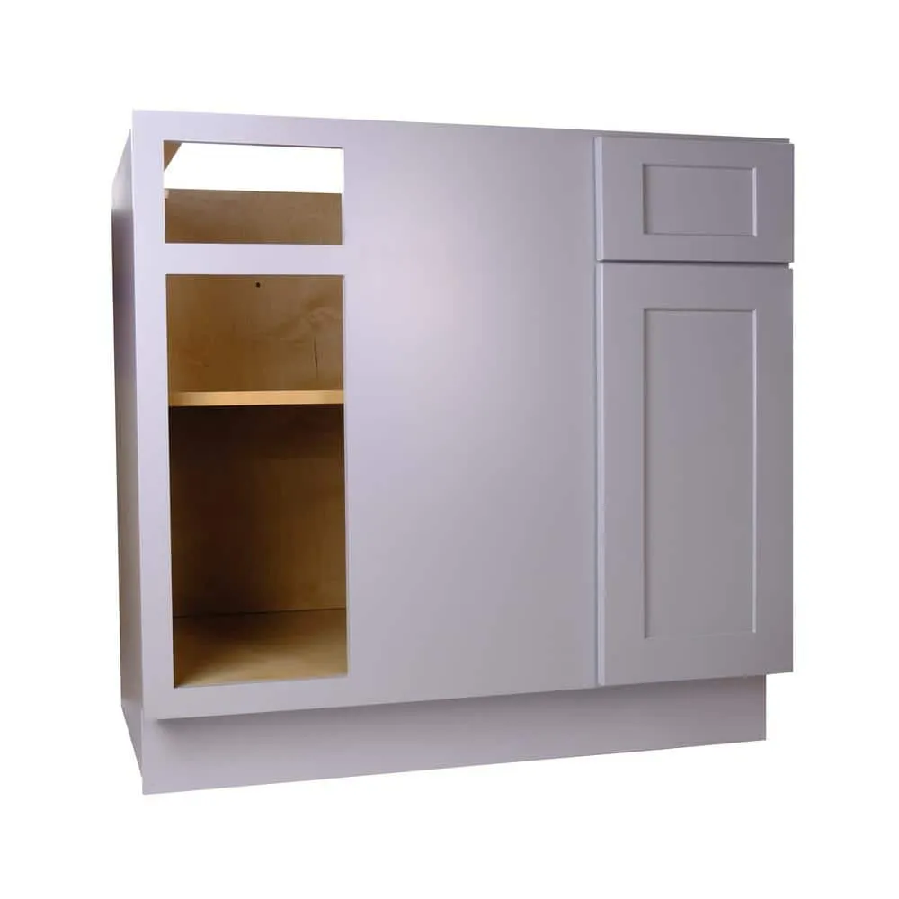 Bremen Cabinetry Bremen 42 in. W x 24 in. D x 34.5 in. H Gray Plywood Assembled Blind Corner Base Kitchen Cabinet with Soft Close, photo 2 of 5