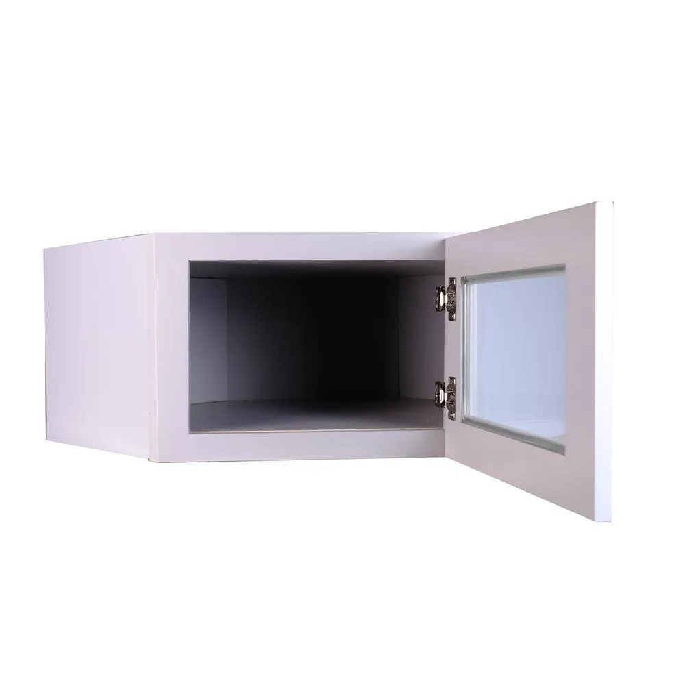 Bremen Cabinetry Bremen 24 in. W x 12 in. D x 12 in. H Gray Plywood Assembled Wall Diagonal Corner Glass-Door Kitchen Cabinet, photo 3 of 6