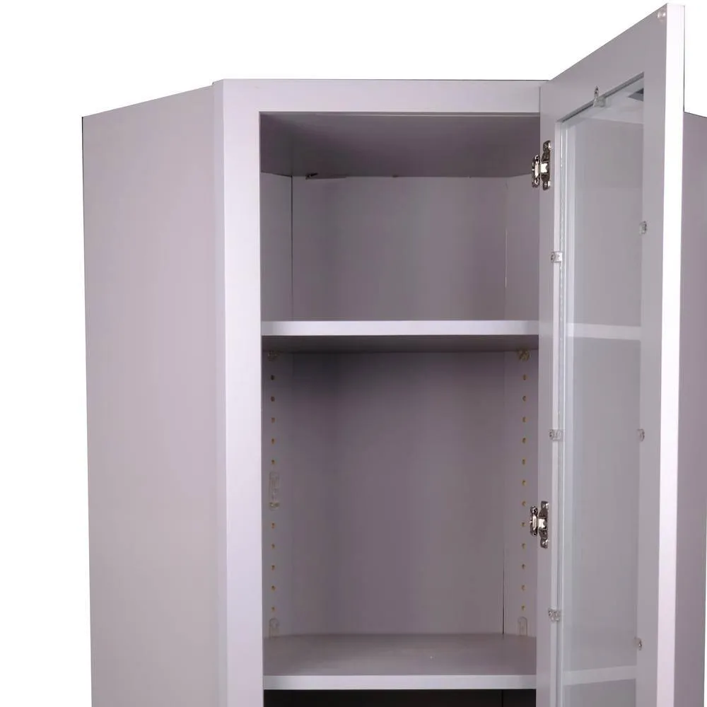 Bremen Cabinetry Bremen 24 in. W x 12 in. D x 36 in. H Gray Plywood Assembled Wall Diagonal Corner Glass-Door Kitchen Cabinet, photo 2 of 4