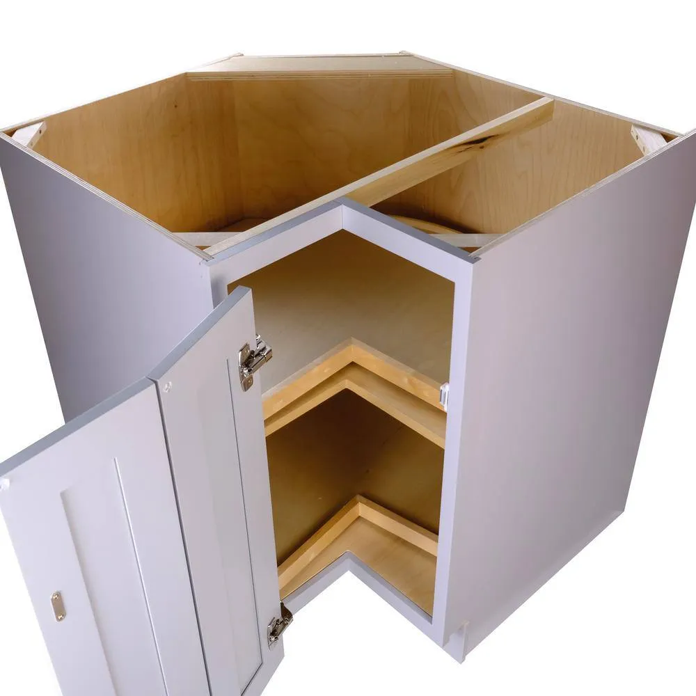 Bremen Cabinetry Bremen 33 in. W x 24 in. D x 34.5 in. H Gray Plywood Assembled Lazy Susan Base Kitchen Cabinet with Soft Close, photo 5 of 6