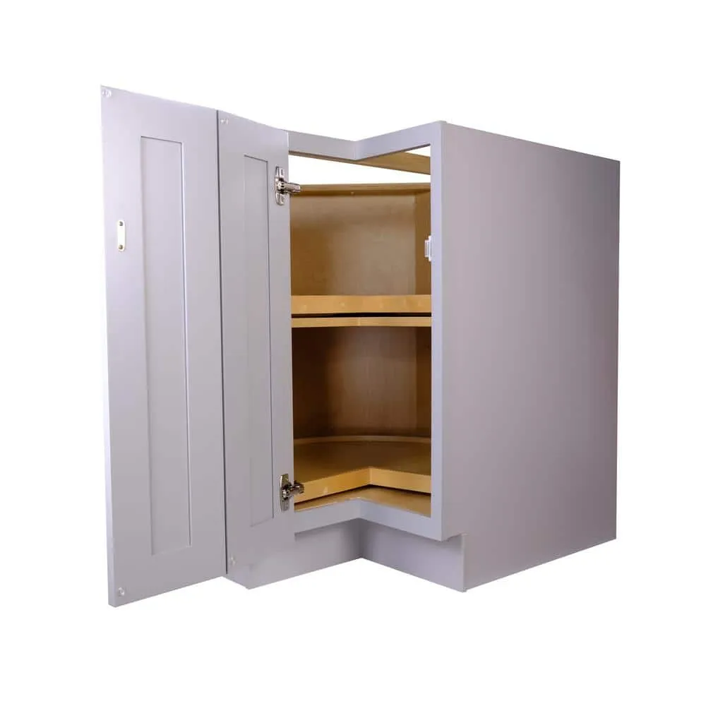 Bremen Cabinetry Bremen 36-in. W x 24-in. D x 34.5-in. H Gray Plywood Assembled Lazy Susan Base Kitchen Cabinet with Soft Close, photo 3 of 6