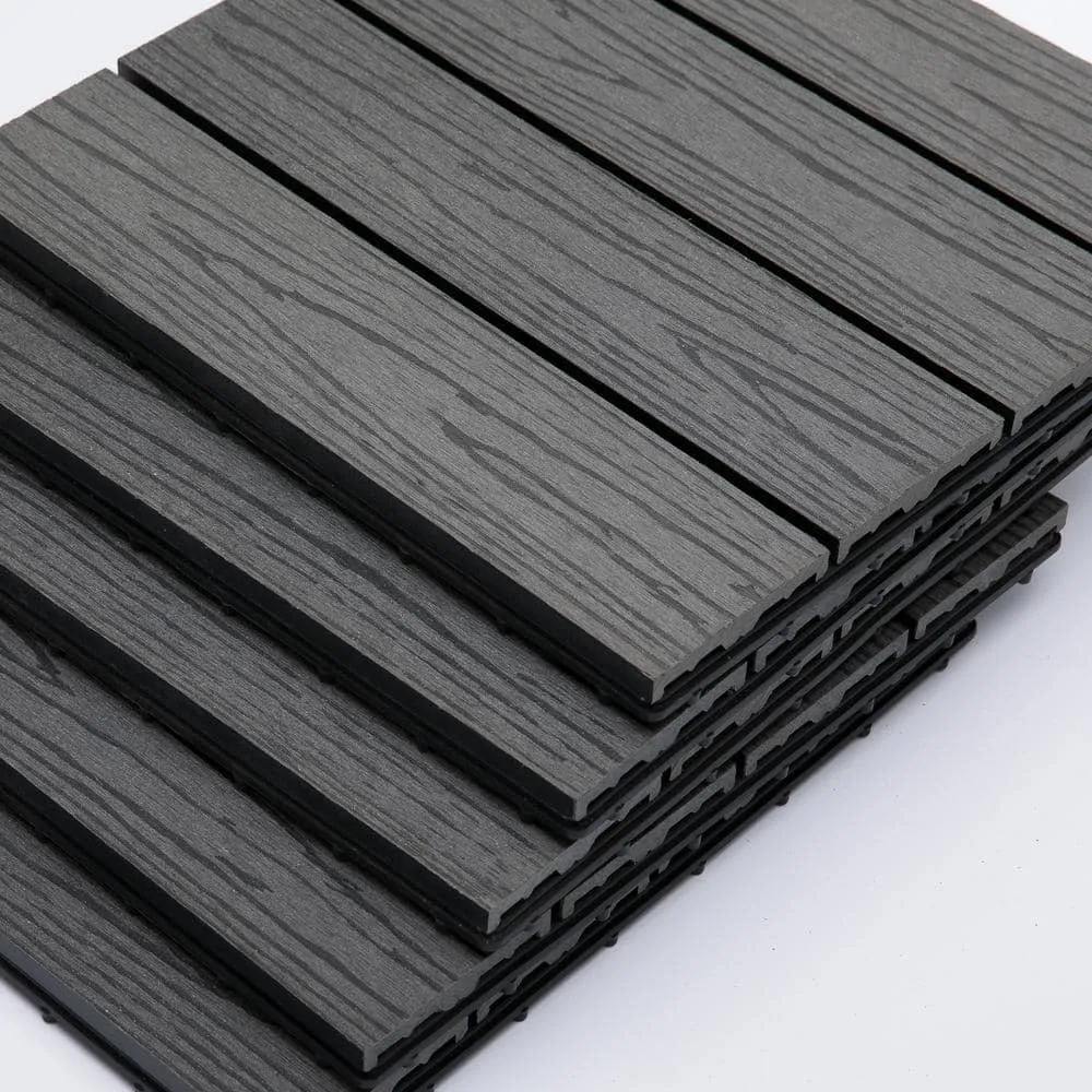 cadeninc 12 in. x 12 in. Gray Square Outdoor Interlocking Deck Tiles All Weather (Set of 11 Tiles), photo 3 of 7