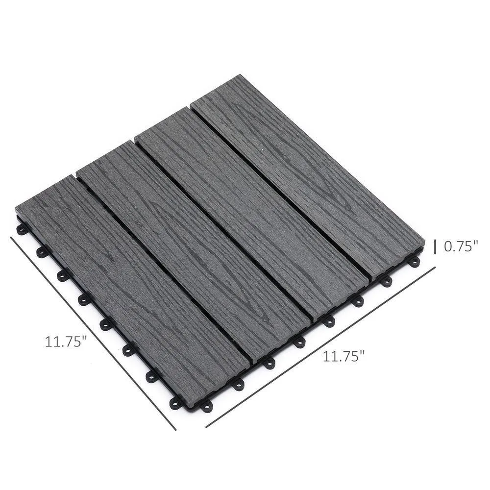 cadeninc 12 in. x 12 in. Gray Square Outdoor Interlocking Deck Tiles All Weather (Set of 11 Tiles), photo 2 of 7
