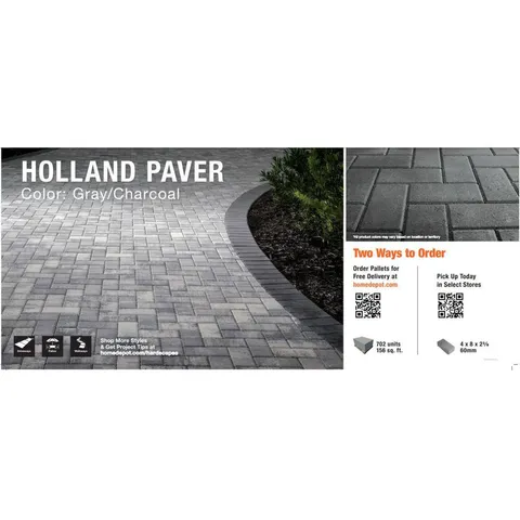 Paper Sample Only: 8 × 4 × 2.25 in Gray Charcoal Concrete Paver Sample Board