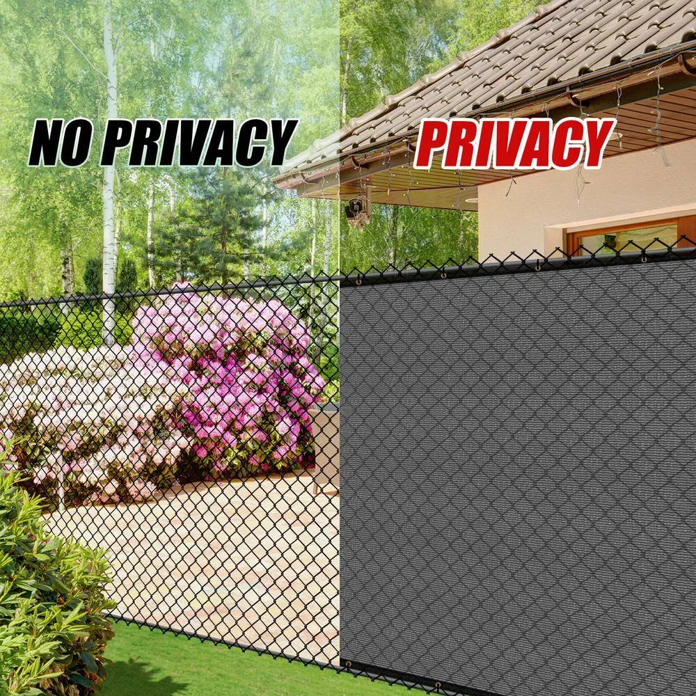COLOURTREE 4 ft. x 25 ft. Grey Privacy Fence Screen Mesh Fabric Cover Windscreen with Reinforced Grommets for Garden Fence, photo 10 of 11