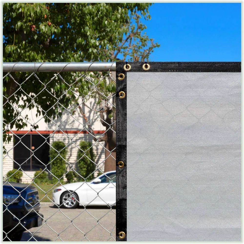 COLOURTREE 4 ft. x 25 ft. Grey Privacy Fence Screen Mesh Fabric Cover Windscreen with Reinforced Grommets for Garden Fence, photo 6 of 11