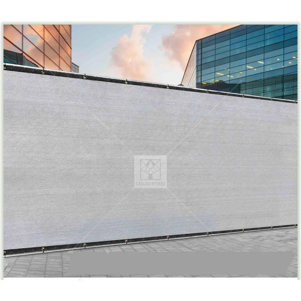 COLOURTREE 4 ft. x 25 ft. Grey Privacy Fence Screen Mesh Fabric Cover Windscreen with Reinforced Grommets for Garden Fence, photo 7 of 11