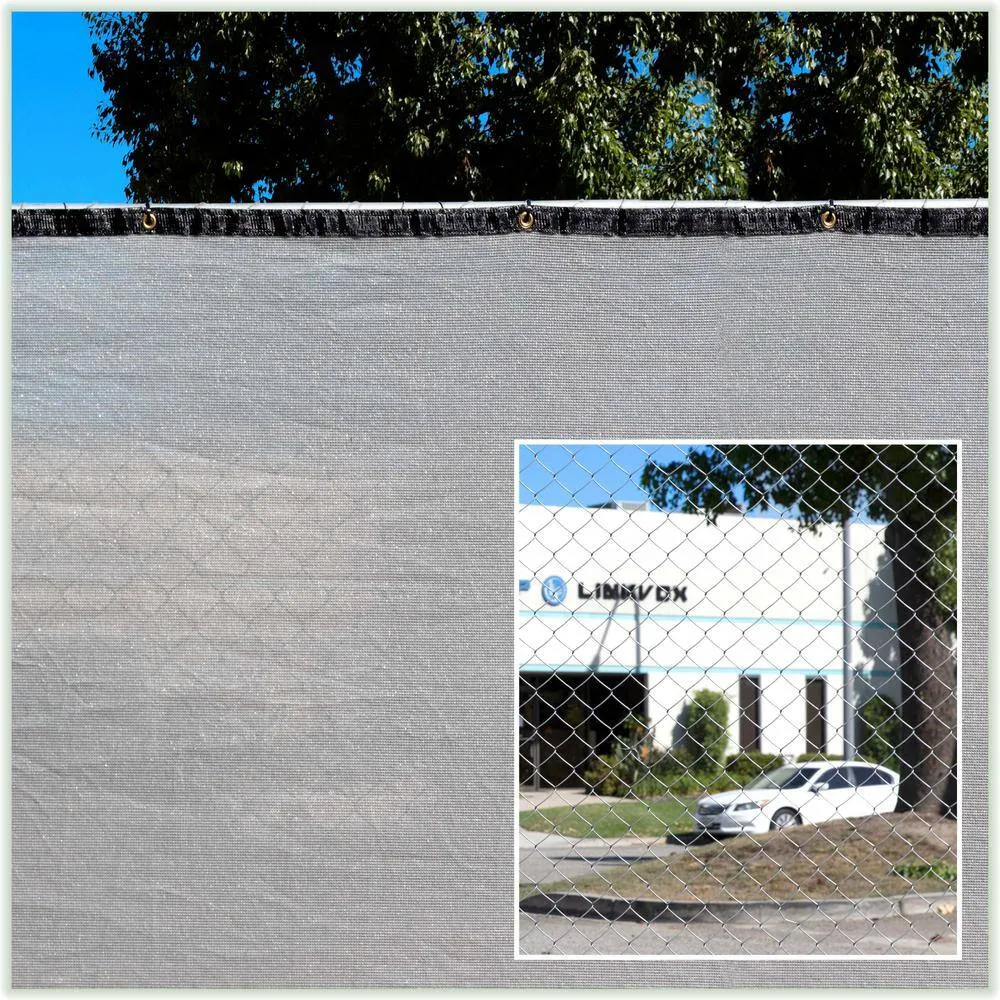 COLOURTREE 4 ft. x 25 ft. Grey Privacy Fence Screen Mesh Fabric Cover Windscreen with Reinforced Grommets for Garden Fence, photo 8 of 11