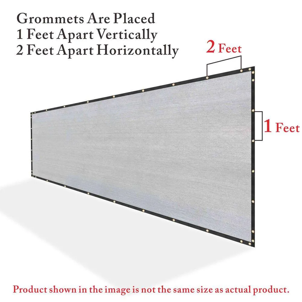 COLOURTREE 4 ft. x 25 ft. Grey Privacy Fence Screen Mesh Fabric Cover Windscreen with Reinforced Grommets for Garden Fence, photo 2 of 11