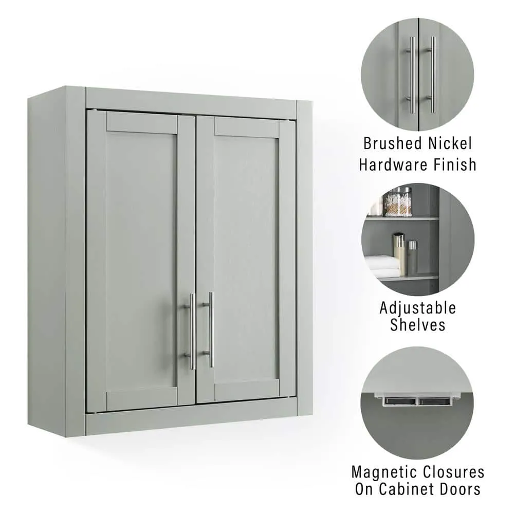 CROSLEY FURNITURE Savannah 22 in. x 26 in. x 8 in. Surface-Mount Medicine Cabinet in Gray, photo 7 of 8