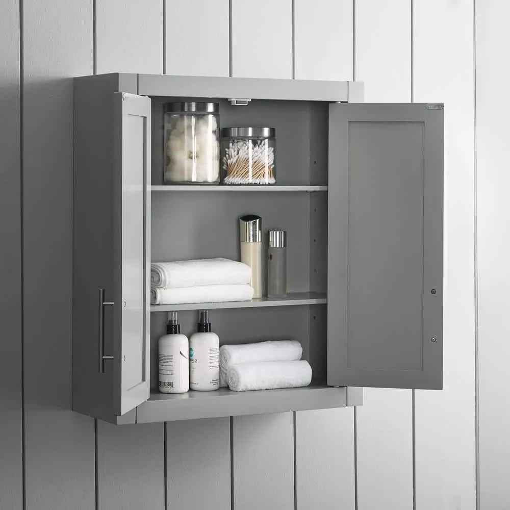 CROSLEY FURNITURE Savannah 22 in. x 26 in. x 8 in. Surface-Mount Medicine Cabinet in Gray, photo 3 of 8
