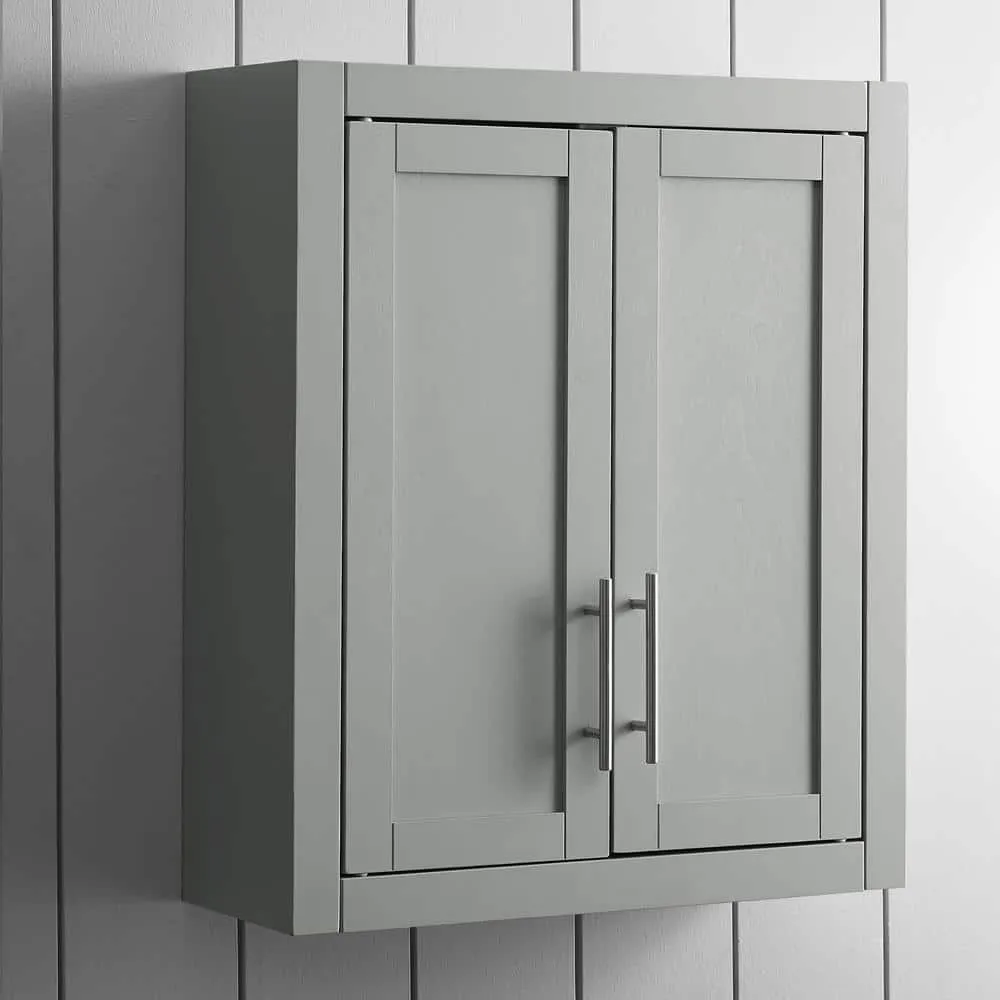 CROSLEY FURNITURE Savannah 22 in. x 26 in. x 8 in. Surface-Mount Medicine Cabinet in Gray, photo 2 of 8