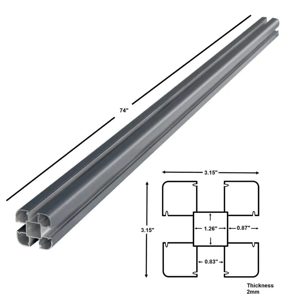 LH EP 3 in. x 3 in. x 6 ft. Gray Aluminum Alloy Fence End Post Kit for 6 in. x 6 in. EP Fence Series, photo 7 of 8
