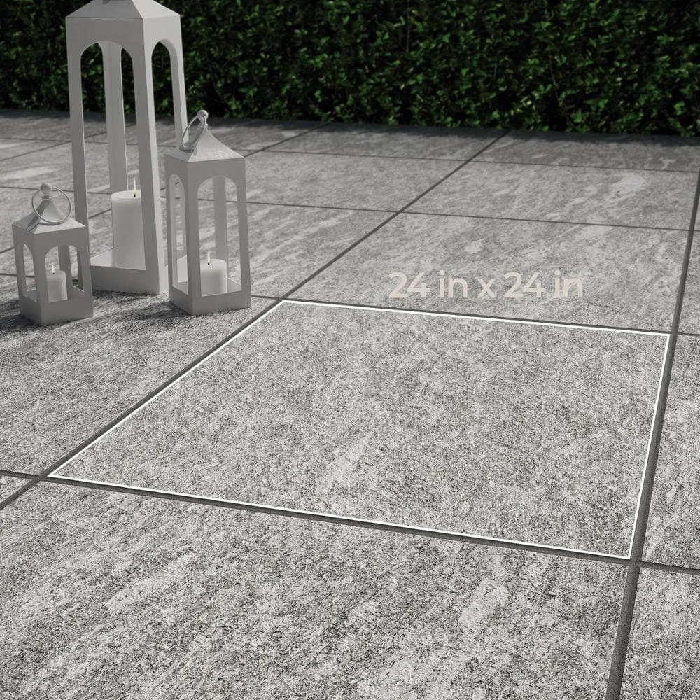 Corso Italia Alpe Gray 24 in. x 24 in. x 0.75 in. Quartzite Stone Look Porcelain Paver, photo 4 of 9