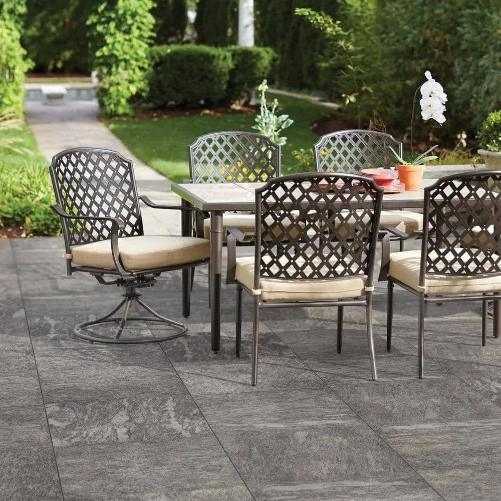Corso Italia Alpe Gray 24 in. x 24 in. x 0.75 in. Quartzite Stone Look Porcelain Paver, photo 2 of 9