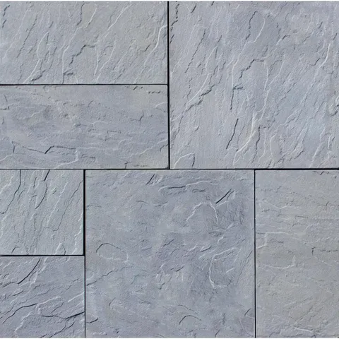 Patio-on-a-Pallet 10 × 10 ft Concrete Gray Basket weave Yorkstone Paver
