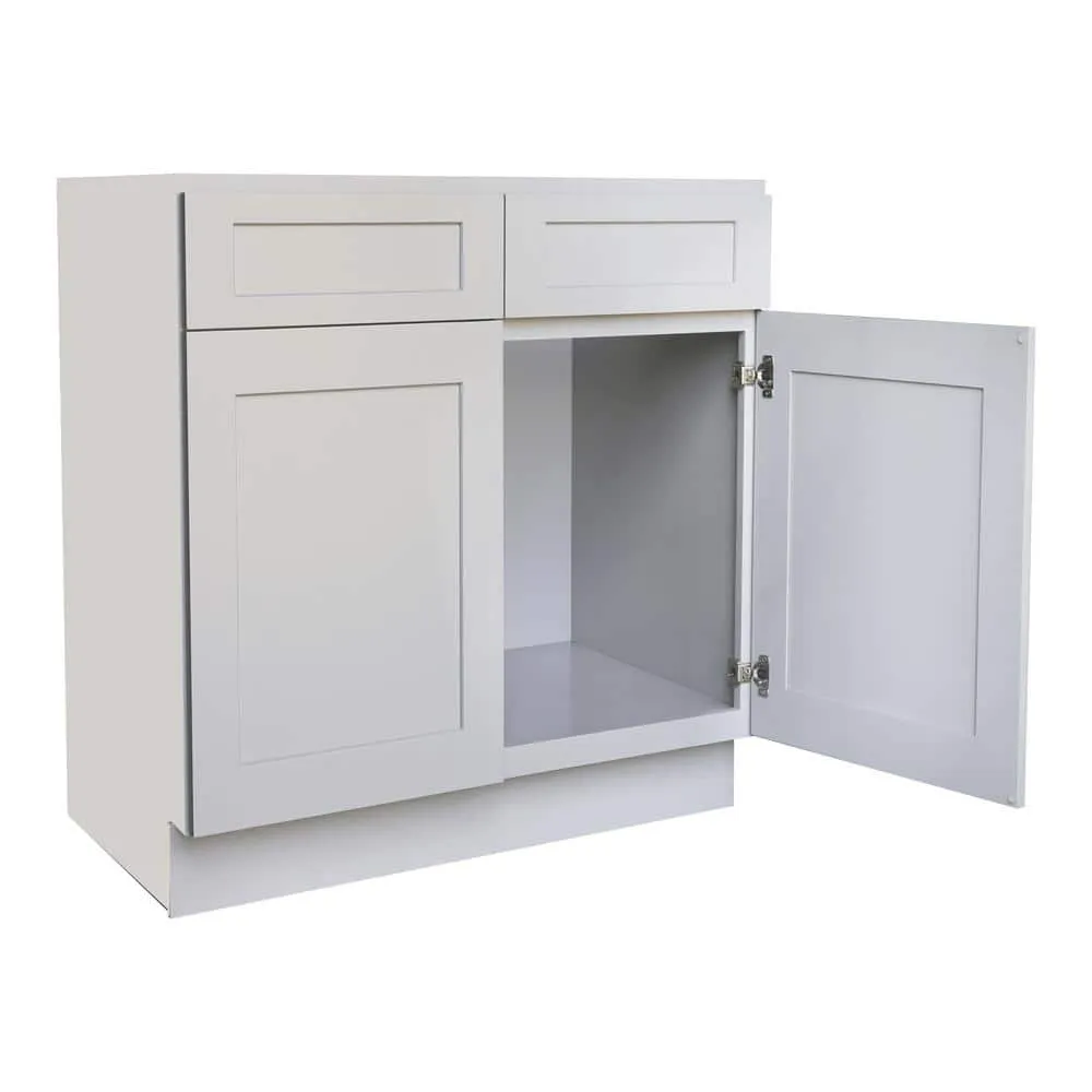 Plywell Ready to Assemble 42x34.5x24 in. Shaker Base Cabinet with 2-Door and 2-Drawer in Gray, photo 3 of 4