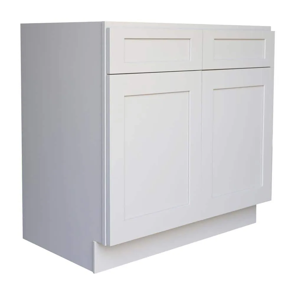 Plywell Ready to Assemble 42x34.5x24 in. Shaker Base Cabinet with 2-Door and 2-Drawer in Gray, photo 2 of 4