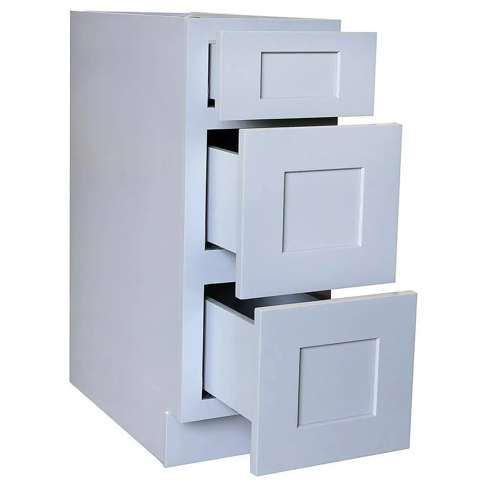 Plywell Ready to Assemble 33x34.5x24 in. Shaker Base Drawer with 1 Standard Drawer with 2 Deep Drawers in Gray, photo 2 of 3