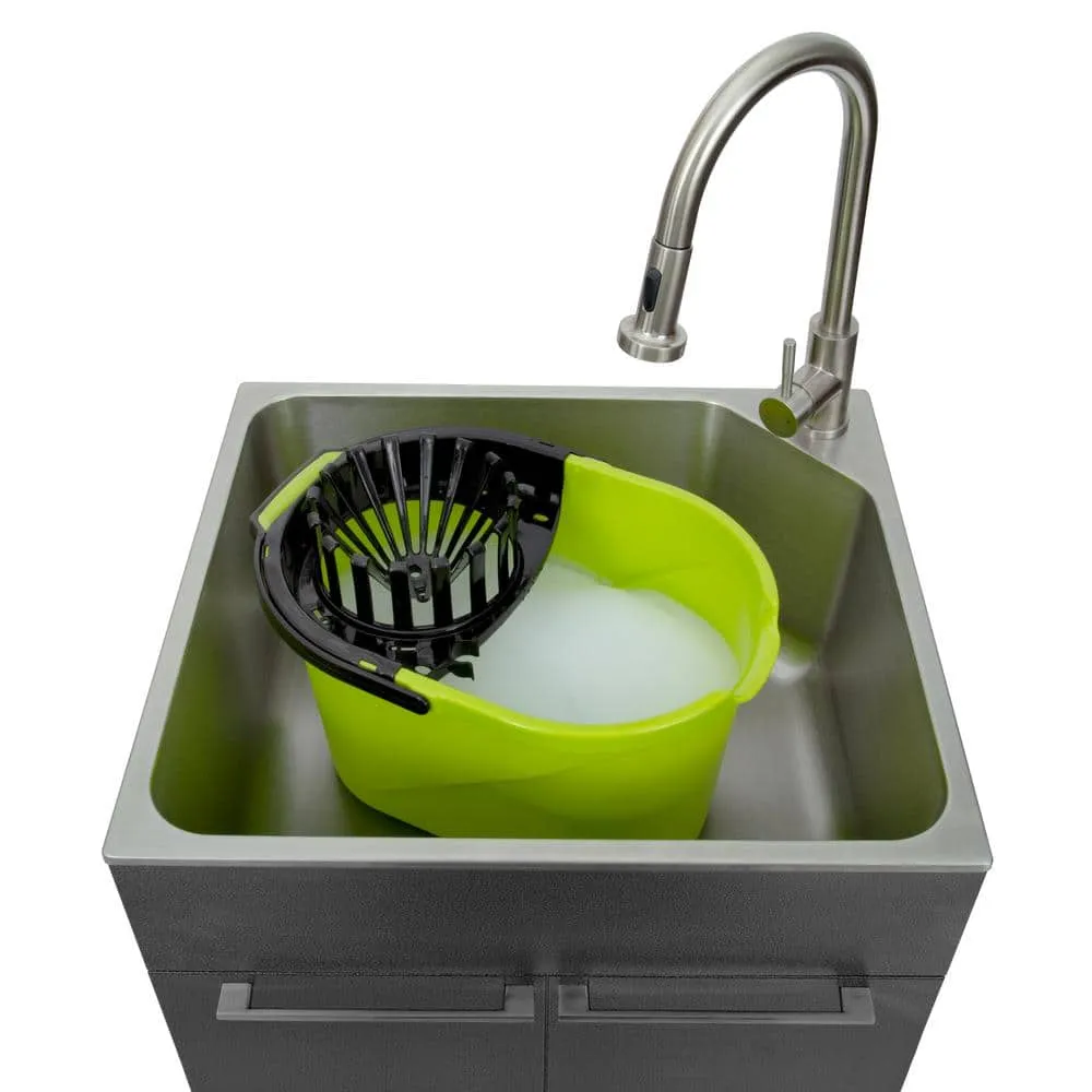 Presenza All-in-One 24 in. x 21.2 in. x 34 in. Stainless Steel Drop-In Sink and Cabinet with Faucet in Gray, photo 4 of 9