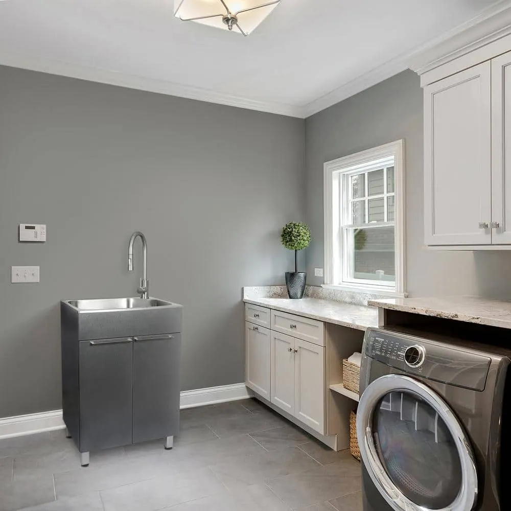 Presenza All-in-One 22 in. x 18 in. x 33.8 in. Stainless Steel Drop-In Sink and Cabinet with Faucet in Gray, photo 8 of 8