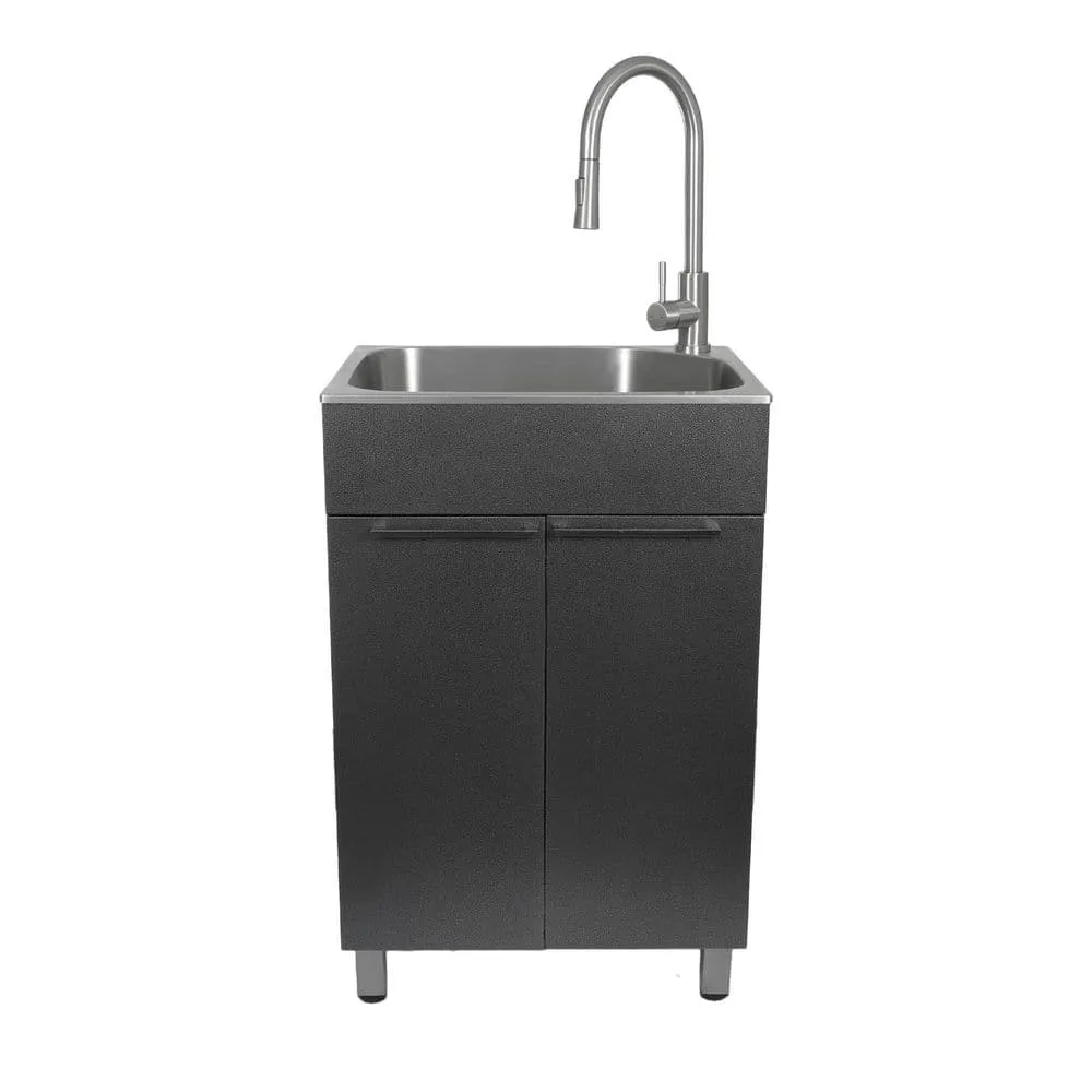 Presenza All-in-One Stainless Steel Drop-In Sink and Cabinet with Faucet in Gray, photo 3 of 10