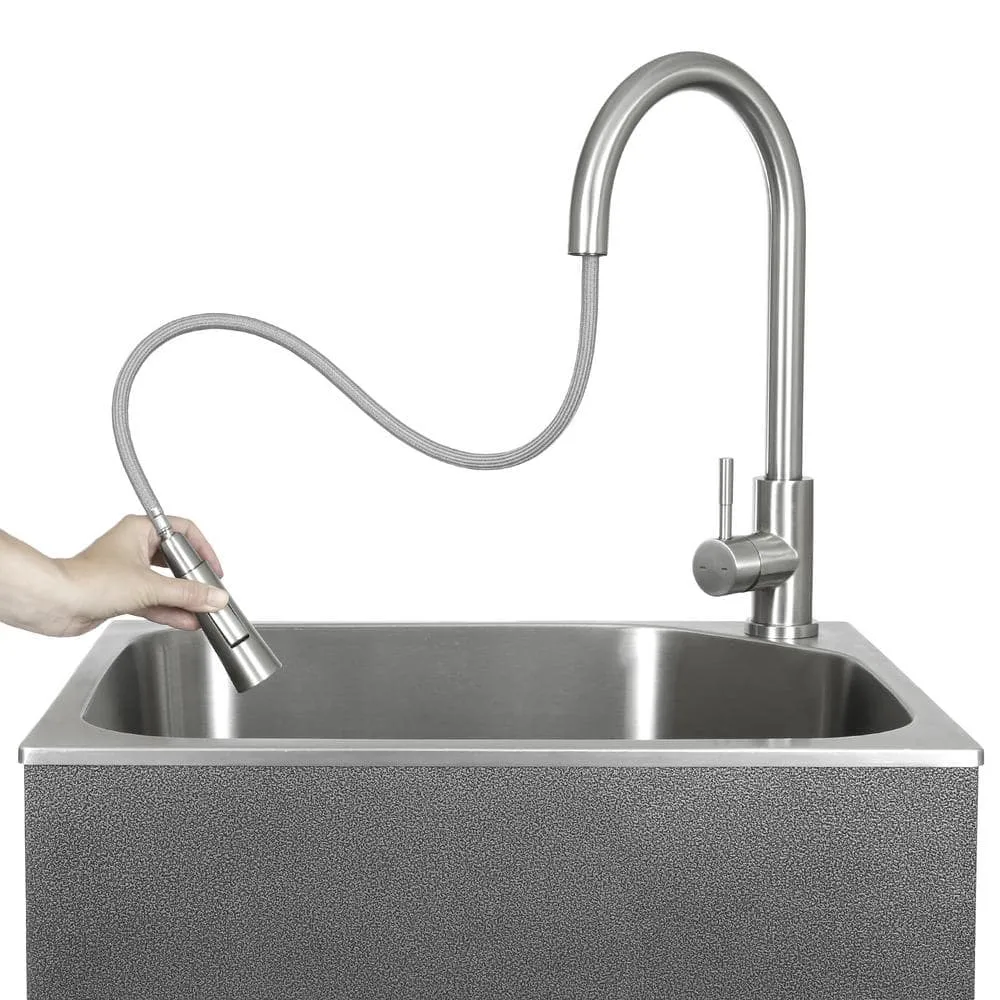 Presenza All-in-One 22 in. x 18 in. x 33.8 in. Stainless Steel Drop-In Sink and Cabinet with Faucet in Gray, photo 5 of 8