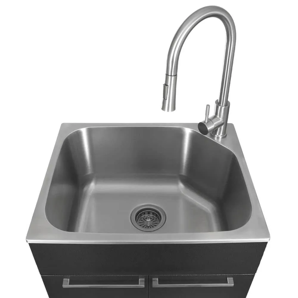 Presenza All-in-One Stainless Steel Drop-In Sink and Cabinet with Faucet in Gray, photo 5 of 10