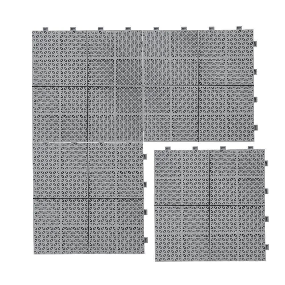 Siavonce 1 ft. x 1 ft. Interlocking Plastic Deck Tiles in Gray Waterproof Outdoor Composite Shower Balcony Porch (Pack of 1), photo 6 of 7
