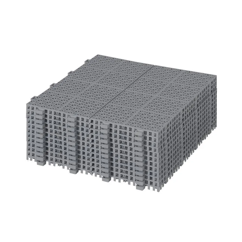 Siavonce 1 ft. x 1 ft. Interlocking Plastic Deck Tiles in Gray Waterproof Outdoor Composite Shower Balcony Porch (Pack of 1), photo 3 of 7