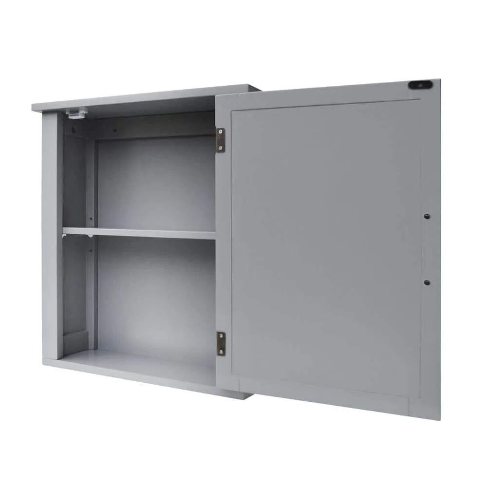 Teamson Home Mercer Mid Century Modern 18.11 in. W x 6 in. L x 20.62 in. H Wooden Wall Medicine Cabinet with Mirror in Gray, photo 6 of 8