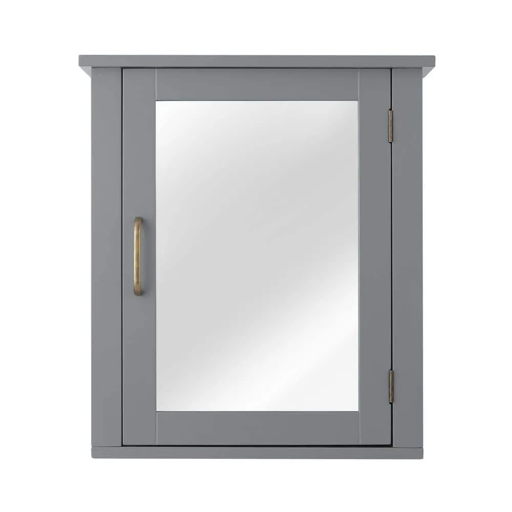 Teamson Home Mercer Mid Century Modern 18.11 in. W x 6 in. L x 20.62 in. H Wooden Wall Medicine Cabinet with Mirror in Gray, photo 3 of 8