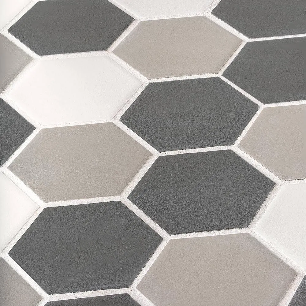 Jeffrey Court Ink Blot Gray 12.625 in. x 10.875 in. Hexagon Matte Porcelain Wall and Floor Mosaic Tile (14.30 sq. ft./Case), photo 4 of 7