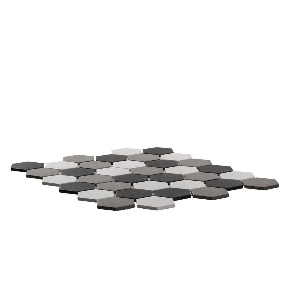 Jeffrey Court Ink Blot Gray 12.625 in. x 10.875 in. Hexagon Matte Porcelain Wall and Floor Mosaic Tile (14.30 sq. ft./Case), photo 3 of 7
